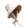 thumbnail image 4 of Otoño Invierno Sombrero Suave Casual con protector de oídos Pescador Gorras Linda Felpa Blanco Linda Sombrero de copa, 4 of 8