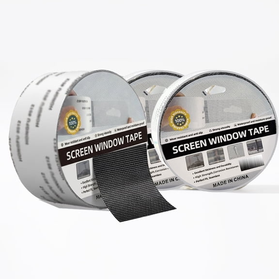 ZHIGUANG Window Screen Repair Tape, 2" x 6.65ft Fiberglass Patch Kit, Strong Adhesive Mesh Tape for Window Door, Black, 3 Roll