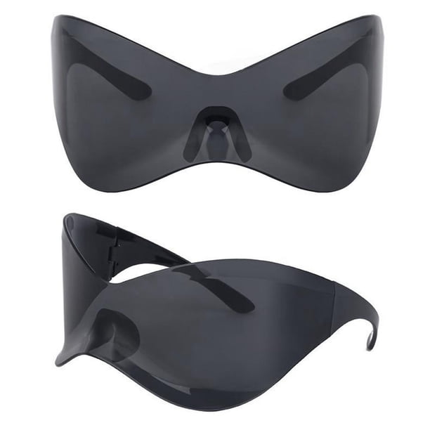 Gafas de sol deportivas Y2K Gafas de sol Goggle para senderismo en la playa al aire libre (negro)