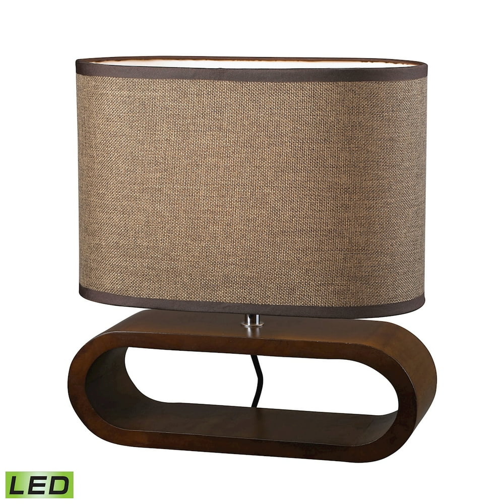 Oval Table Lamp in Natural Stained Wood LED