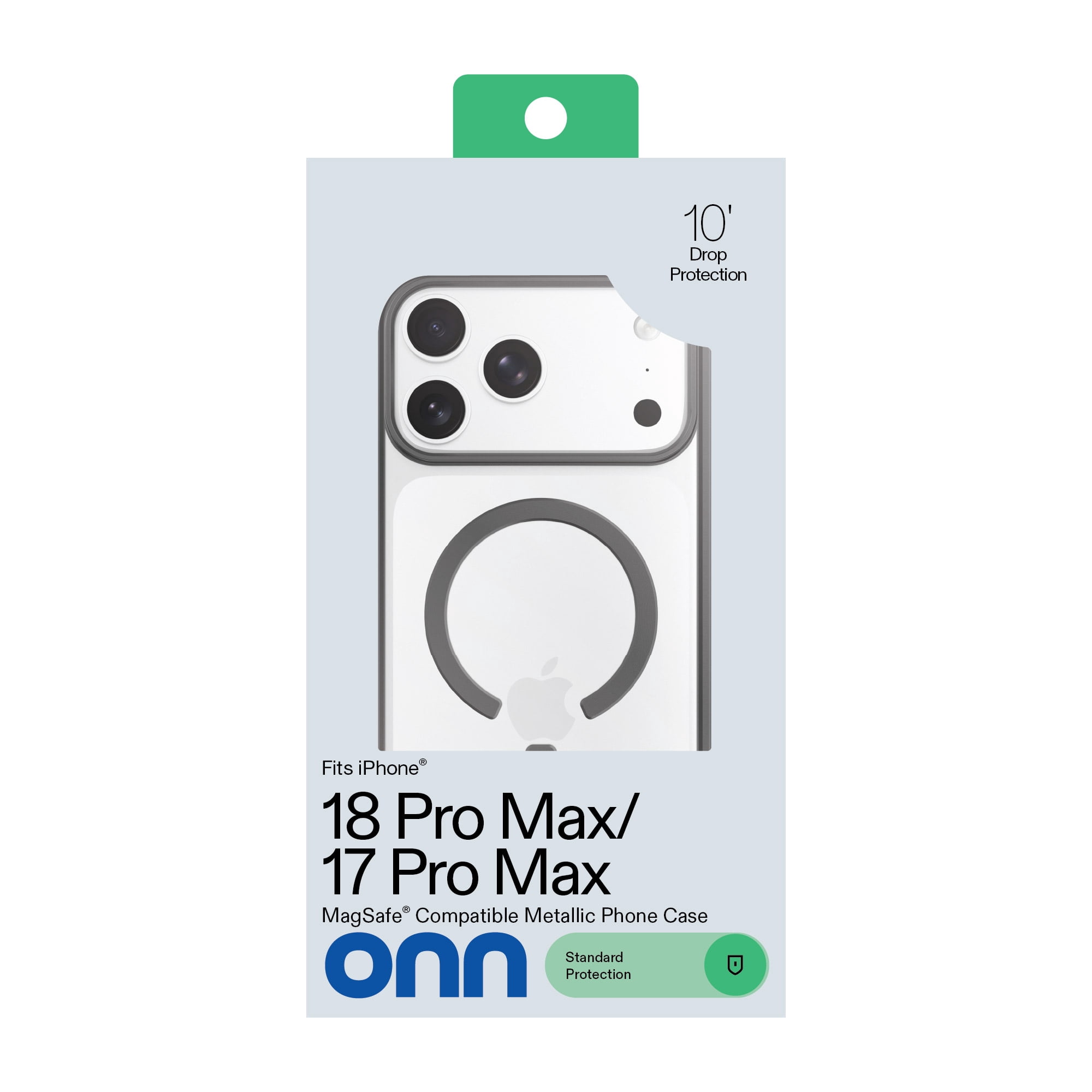 onn Phone Case for iPhone 18 Pro Max / 17 Pro Max, MagSafe Compatible - Clear/Metallic Gray
