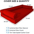 thumbnail image 2 of Ensemble de Housses de Coussin de Lit de Jour Résistant à l'Eau pour Lit Simple - Résistant à la Décoloration, Housse de Coussin de Remplacement pour Lit de Jour Extérieur (4 Pcs) - s'Adapte aux Meubles de Balançoire, Patio et Jardin - Rouge Vif, 2 of 6