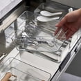 thumbnail image 4 of Bandeja organizadora de cajones de cocina expandible ajustable de plástico para almacenar cubiertos, cucharas, utensilios de cocina, transparente, 4 of 4