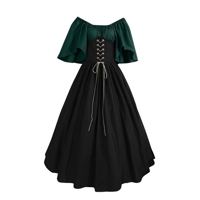 2025 Médiéval pour Femmes Robe Médiévale Robe Chemise à Manches Trompette avec Corset Robe Traditionnelle Femmes MsRetro Corset à Manches Longues