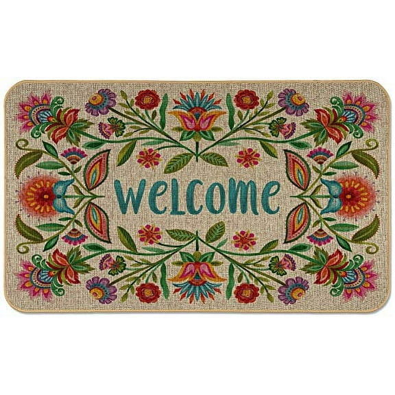 Counterart "Bohemian" Indoor/Outdoor Linen Look Welcome Mat
