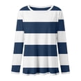 thumbnail image 5 of Ulanda Girl's Long Sleeve T-Shirts Striped, Girls Classic Cotton Blend Crewneck Tee Kids Stripes Shirt Soft Everyday Basic Top (Navy, 7-8 Years), 5 of 7