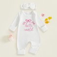 thumbnail image 2 of larppty Nebworn Baby Girl Waffle Knit Romper Long Sleeve Ruffle Butt Onesie Fall Winter Clothes Coming Going Home Outfit, 2 of 7
