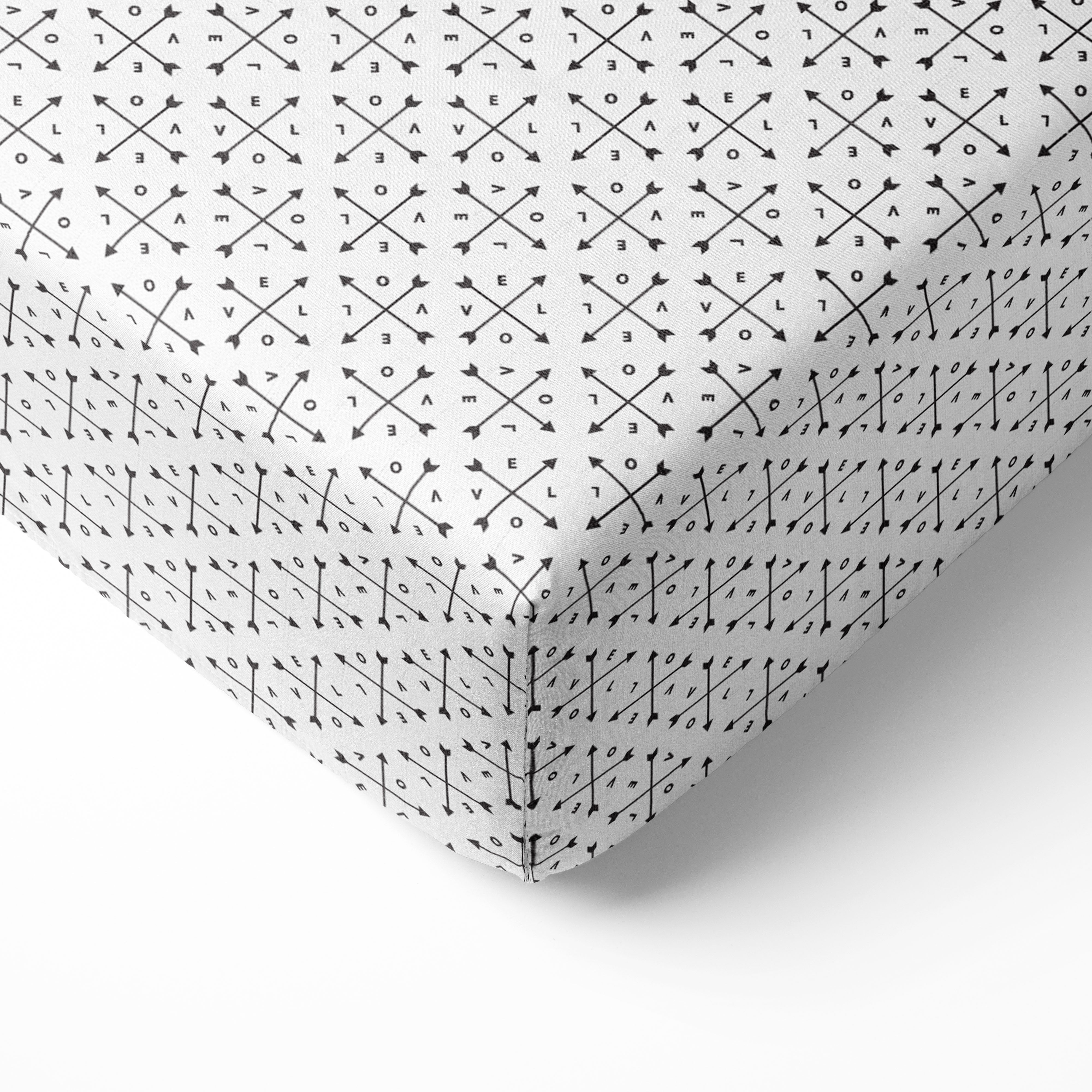 Bacati - Love Aztec Arrows/Hearts 3-Piece Muslin Crib Bedding Set - Black/Gold Unisex
