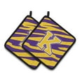 thumbnail image 6 of Letter A Monogram - Tiger Stripe - Purple Gold Pair of Pot Holders, 6 of 7