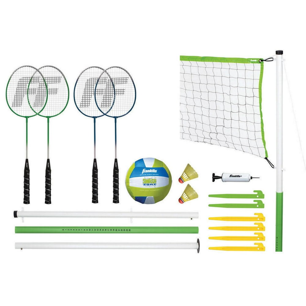 Franklin Sports Intermediate Badminton & Volleyball Combo Set