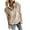 Khaki, variant on Women's Long Sleeve Button Down Pullover Hoodie Casual Comfortable Drawstring Soft Outerwear with Pockets