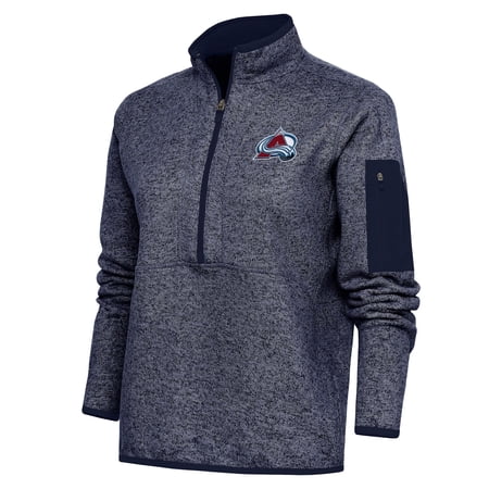 Women s Antigua Heather Navy Colorado Avalanche Team Logo Fortune Quarter-Zip Jacket