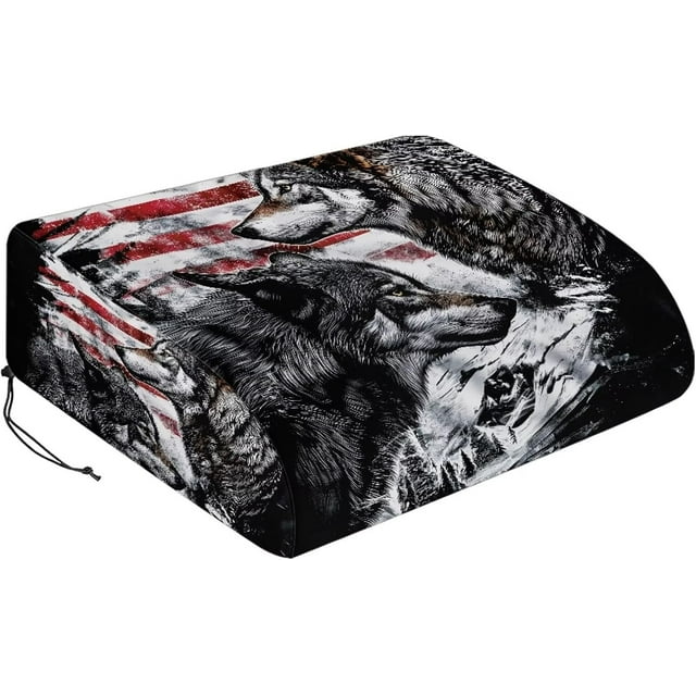 American Flag Wolf RV Air Conditioner Cover for Most RV Camper Air Conditioner, Lightweight Outdoor Air Conditioner Cushion for Winter, Easy to Install
