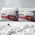 thumbnail image 4 of Erosebridal Red Retro Train Sheet Set Queen, White Snow Bedding Sets, 4pcs, 4 of 6