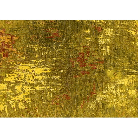 Ahgly Company Machine Washable Indoor Rectangle Oriental Yellow Industrial Area Rugs, 2' x 5'