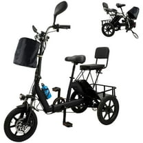 VIPQV Electric Tricycle for Adults 14",Folding Electric Trike with Basket,13MPH Max Speed and 43Miles Range,350W Electric Tricycle 48V 10.4AH UL2849