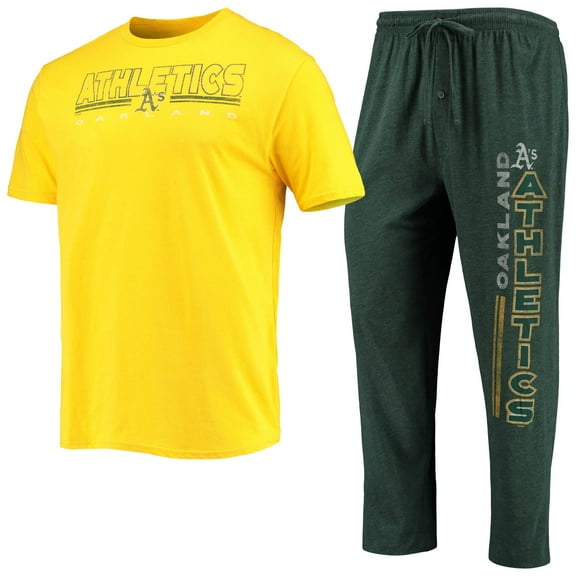 Men's Concepts Sport Green/Gold Oakland Athletics Meter Top and Pants Sleep Set