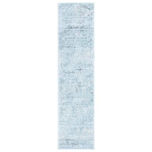 SAFAVIEH Tulum Flint Distressed Southwestern Runner, 2' x 8', Aqua Blue/Dark Grey