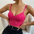 thumbnail image 6 of RYRJJ Corset Tops for Women Summer Lace Bustier Tank Top Mesh Vintage Spaghetti Strap Going Out Party Crop Tops(Hot Pink,L), 6 of 7