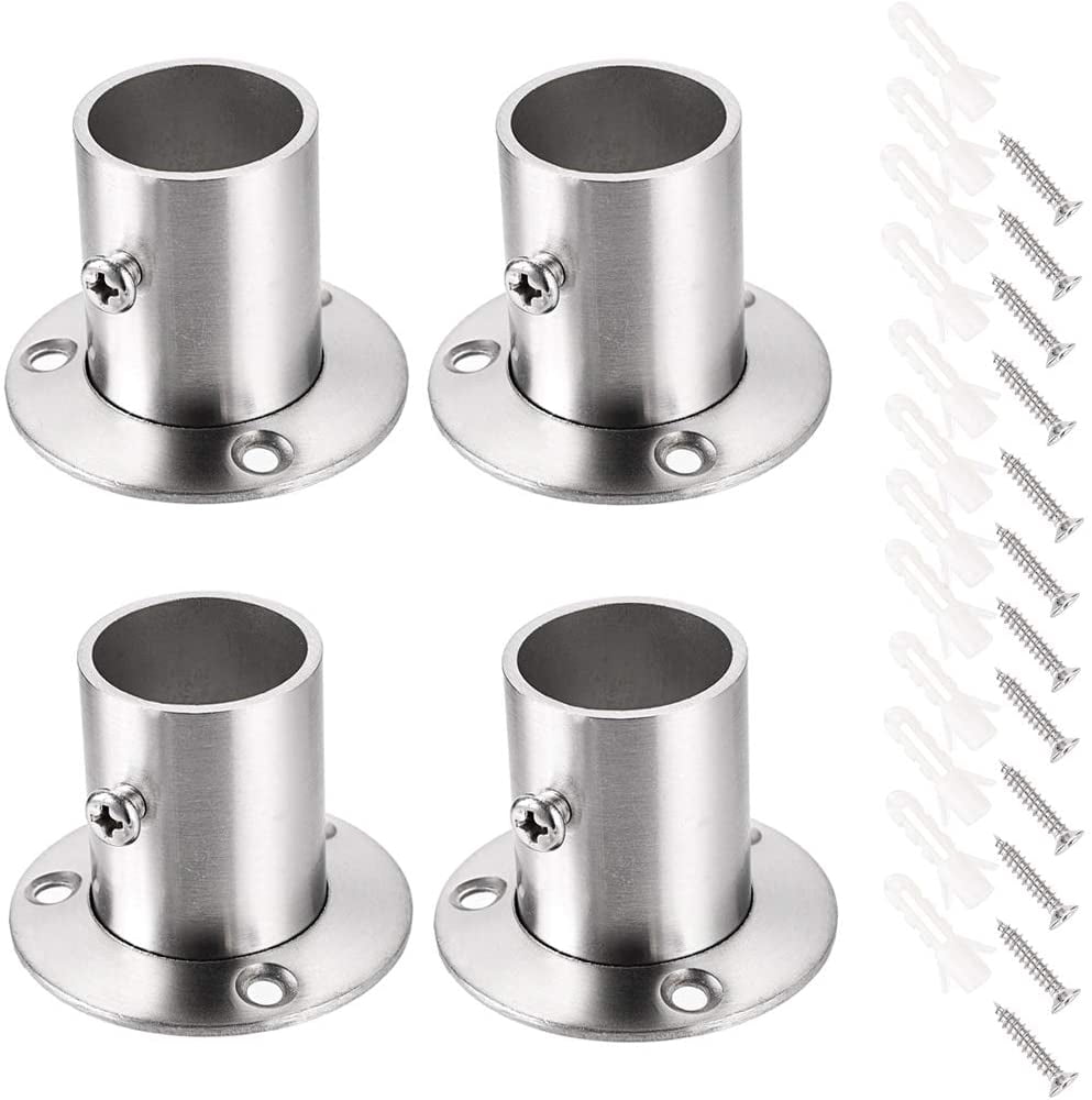 Set of 4 Stainless Steel Curtain Rod Brackets Silver