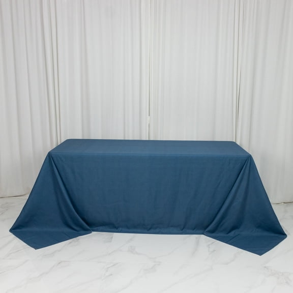 Efavormart Polyester Rectangular Tablecloth 90x132" Denim Blue with Faux Denim Design – Seamless Finish for Modern Events