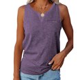 thumbnail image 3 of Camiseta Sin Mangas Para Mujer, Blusas Sin Mangas, Blusa de Talla Grande, Camisetas Informales Con Bolsillo Y Cuello en V de Color Sólido Odeerbi ODB160155, 3 of 8
