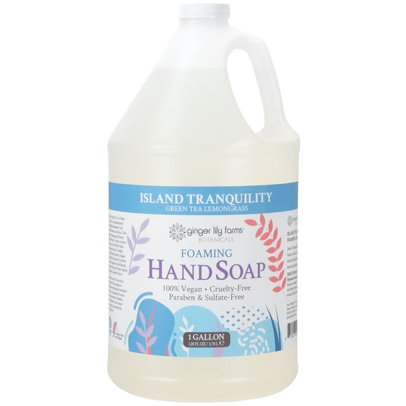 Ginger Lily Farms Botanicals All-Purpose Foaming Hand Soap Refill, Island Tranquility, 100% Vegan & Cruelty-Free, Green Tea Lemongrass Scent, 1 Gallon (128 fl oz)