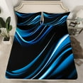 thumbnail image 2 of Manfei Blue Black Twin Sheet Sets,Modern Minimalist Geometric Twin Fitted Sheet,Abstract Wave Lines Flat Sheet For Teens,Ultra Soft Home Decor,3 Pieces, 2 of 7
