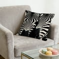 thumbnail image 4 of Print Pillow Covers 45x45cm, Black and White Zebra and Horse Pattern Decorative Throw Pillowcases Linen Cushion Covers for Sofa, Bed Home Decor (E), 4 of 6