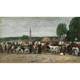 thumbnail image 2 of Eugène Boudin 14x10 Gold Ornate Wood Frame and Double Matted Museum Art Print Titled - Fair in Brittany (1874), 2 of 4