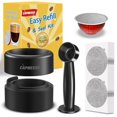 thumbnail image 1 of CAPMESSO - Kit de recambio reutilizable Vertuo para c&aacute;psulas Nespresso Vertuo de sellado m&aacute;s r&aacute;pido con cepillo para polvo de relleno y prensa, 100 tapas de aluminio p, 1 of 7