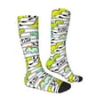 thumbnail image 3 of Picia Women Crew Soft Moisture-wicking Socks Funny Dinosaurs on Stripes Pattern Design Cotton Socks, One Size fit All, 3 of 9