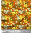 thumbnail image 1 of Soimoi Moss Georgette Fabric Ogee Damask,Plumeria & Daffodil Floral Decor Fabric Printed Yard 42 Inch Wide, 1 of 1