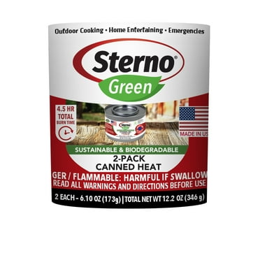 Sterno Fuel Cans - 2.25 Hour Burn, 2 Pack Chafing Dish Fuel Can Burners for Food Warmer, Chafer Fuel, Canned Heat Ethanol