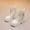 Beige, variant on Girls Combat Boots Side Zipper Non-slip Lightweight PU Faux Leather Beige,Size 32