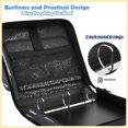 thumbnail image 4 of Black White Stars Printed Zipper Binder with Handle&Shoulder Strap 2 inch 3 Ring 500+300 Sheet Capacity File Folder Organizer, 4 of 8