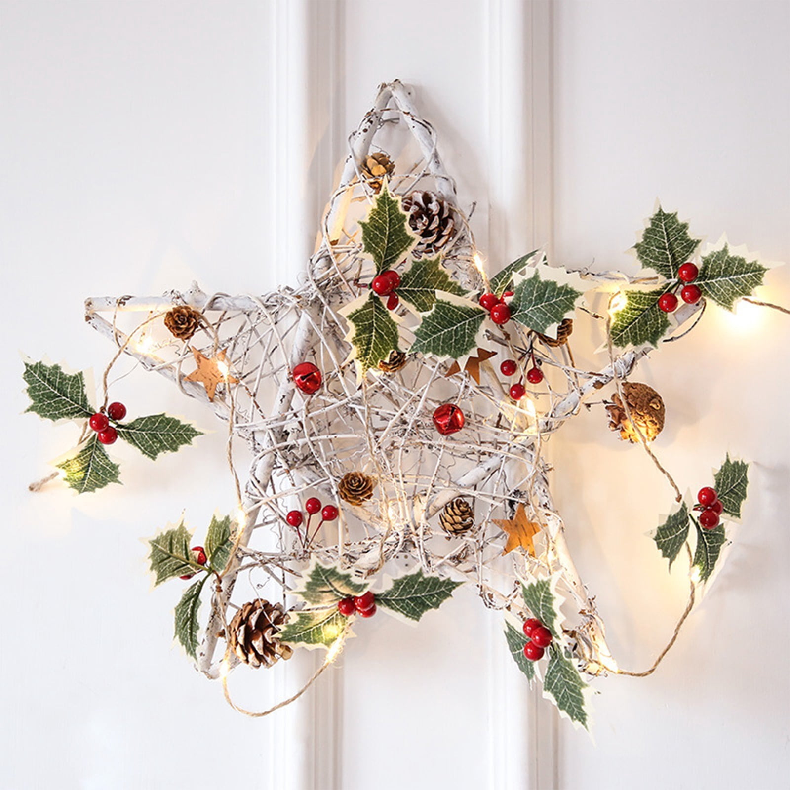 Cadorn 20 LED Christmas Holly Berry Leaf Fairy Lights, 78 Inch Red Berry Green Leaf String Lights for Christmas Tree Xmas Holiday Party Indoor Outdoor Decorations