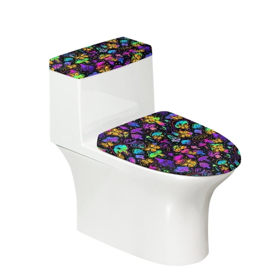 HELLHERO Toilet Top Cover & Adjustable Bathroom Toilet Lid Cover Set for Hotel, Polyester Fabric, Washable and Reusable