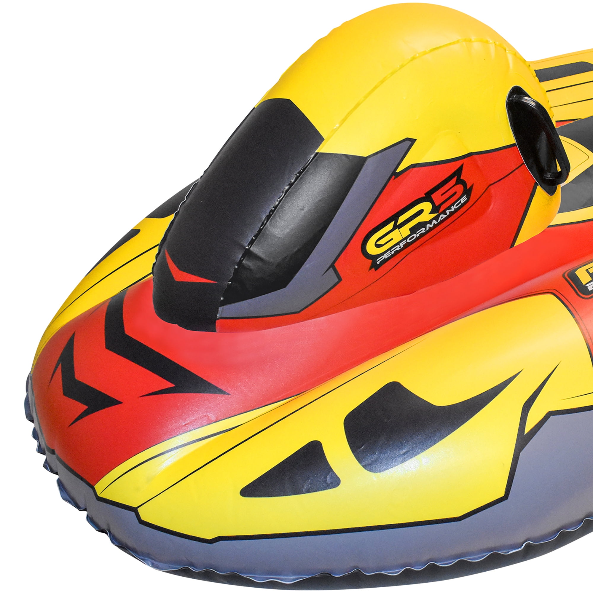 CocoNut Outdoor: FX4 Racing Snowmobile Sled - Yellow & Red, 50x20" Inflatable Toboggan, Cold Resistant PVC, Outdoor Tube, 200lb Cap, Kid-Teen-Adult 8+