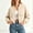Khaki, variant on Women Short Bomber Jacket Long Sleeve Mock Neck Coat With Pockets Button Front Casual Loose Fit Outerwear for Fall Fashion
