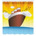 thumbnail image 3 of Vintage Boat Shower Curtain, Big Ship Pop Art Deco Style Travel Cruise Yacht Sailing to the Ocean Graphic, Fabric Bathroom Set with Hooks, 69W X 84L Inches Extra Long, Multicolor, by Ambesonne, 3 of 3