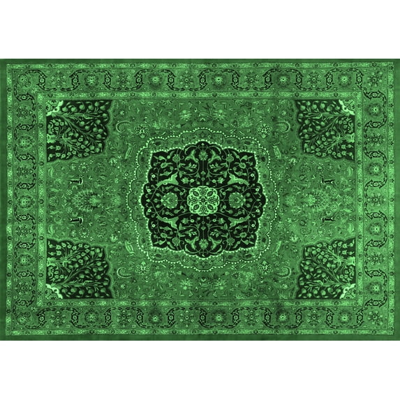 Ahgly Company Indoor Rectangle Persian Emerald Green Traditional Area Rugs, 8' x 12'