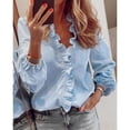 thumbnail image 2 of Blusa de manga larga,Blusa de manga larga en V para mujer Tops elásticos de manga larga Tops casuales de manga larga para mujer Funcionalidad versátil, 2 of 6