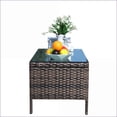 thumbnail image 6 of Outdoor Patio Coffee Table | Mesa de Centro | Modern Tan Brown Wicker, Clear Tempered Glass, Backyard | Rattan | Table Shape:Rectangle, 6 of 17