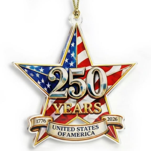 1776-2026 USA 250th Anniversary Star Acrylic Ornament Gift, Patriotic Hanging Charm For Holiday Housewarming