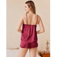 thumbnail image 3 of Ekouaer Silk Pajamas Set for Women Satin Camisole Sleepwear Lingerie V-Neck Cami Top and Shorts Pjs, 3 of 6