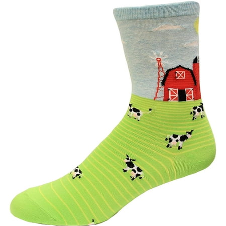 Hot Sox Womens Farm Scene Crew Socks