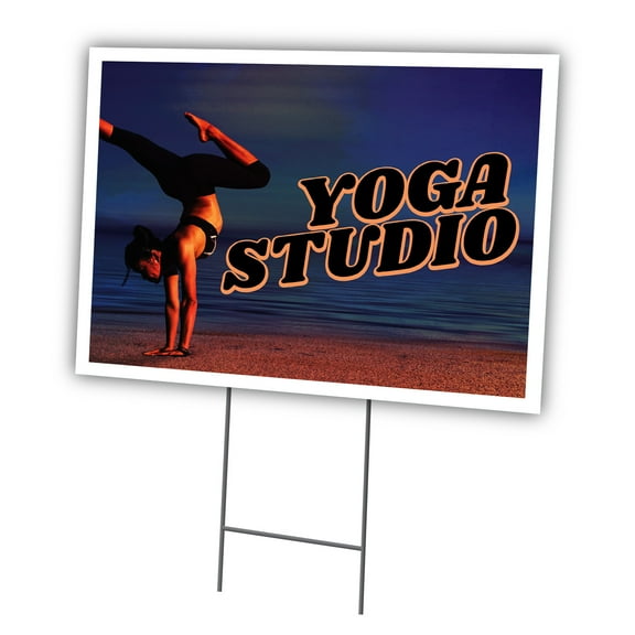 Yoga Studio 18" X 24" Yard Sign & Stake | Advertise Your Business | Stake Included Double Sided Image | Made in The USA