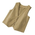 thumbnail image 5 of Fall Jacket,Ladies' Solid Color Vintage V Neck Tie Clasp Cotton Linen Vest Outerwear For Layering,Outerwear(Size:XL), 5 of 5
