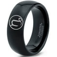 thumbnail image 1 of Tungsten Horoscope Capricorn Band Ring 8mm Men Women Comfort Fit Black Dome Polished, 1 of 4